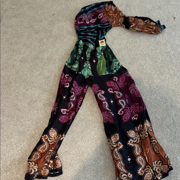 FARM RIO Multicolor Sweet Mermaids Asymmetric Jumpsuit NWT XXS - Picture 6 of 10